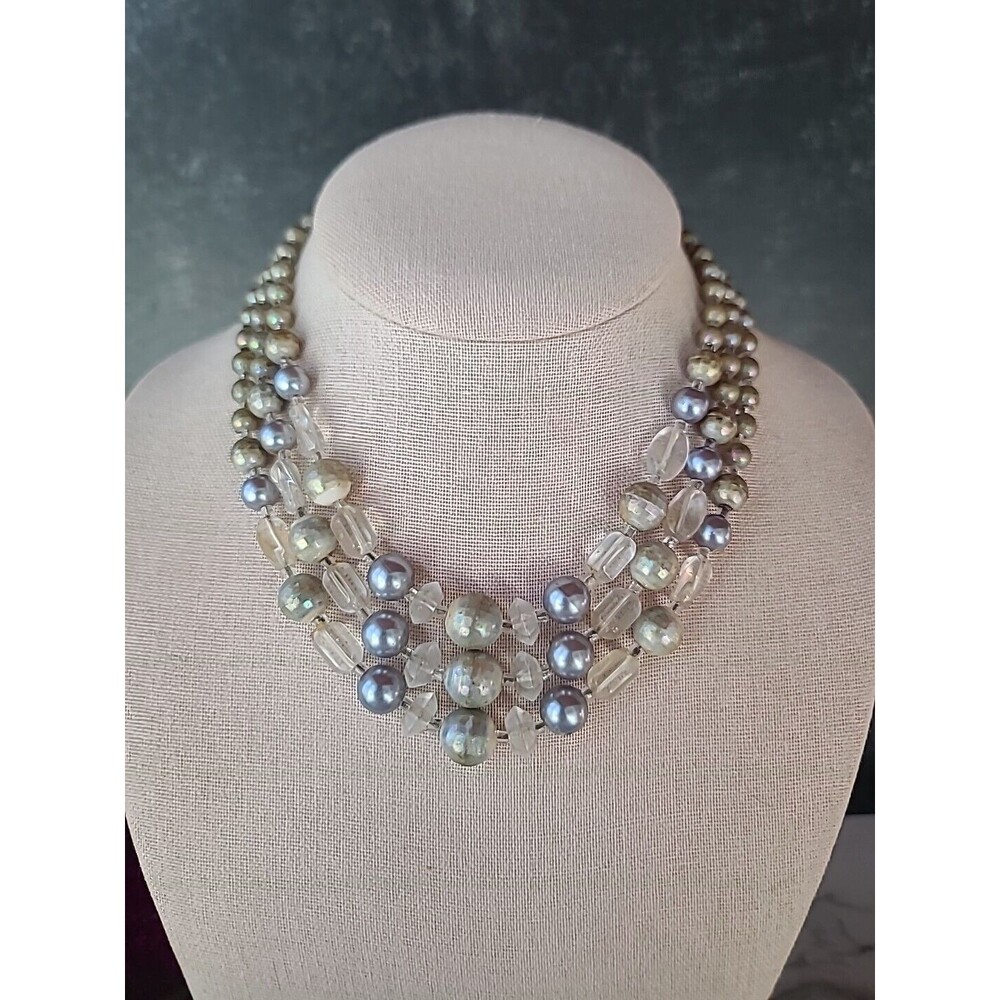 Multistrand Adjustable Beaded Necklace Vintage Japan Costume Jewelry, READ
